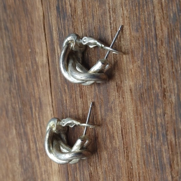 Birds nest silver tone vintage earrings E2113 - Picture 3 of 4